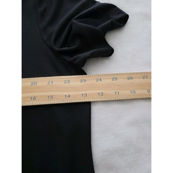 Susan Graver Style XL Black Dress SS NEW Removable Shoulder Pads Liquid Knit USA - Picture 4 of 11